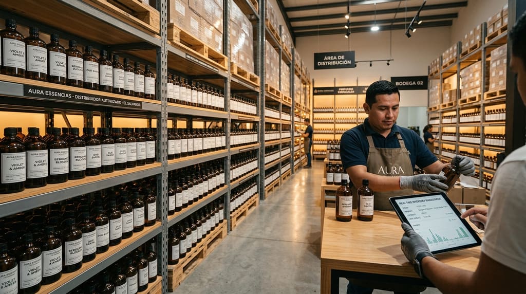 Bodega de distribución de esencias de perfume Aromaniak en El Salvador