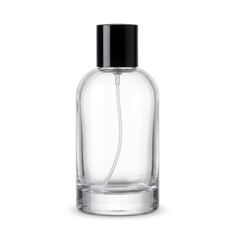 Bote de Vidrio 100ml Cilíndrico Alto - Tapa Negra Clásica